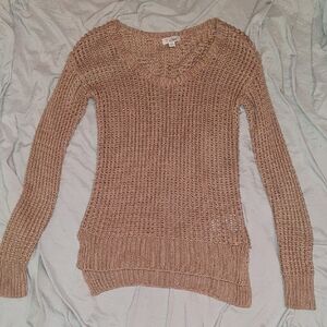 Guess Women's Taupe Scoop Neck Waffle Knit Sweater